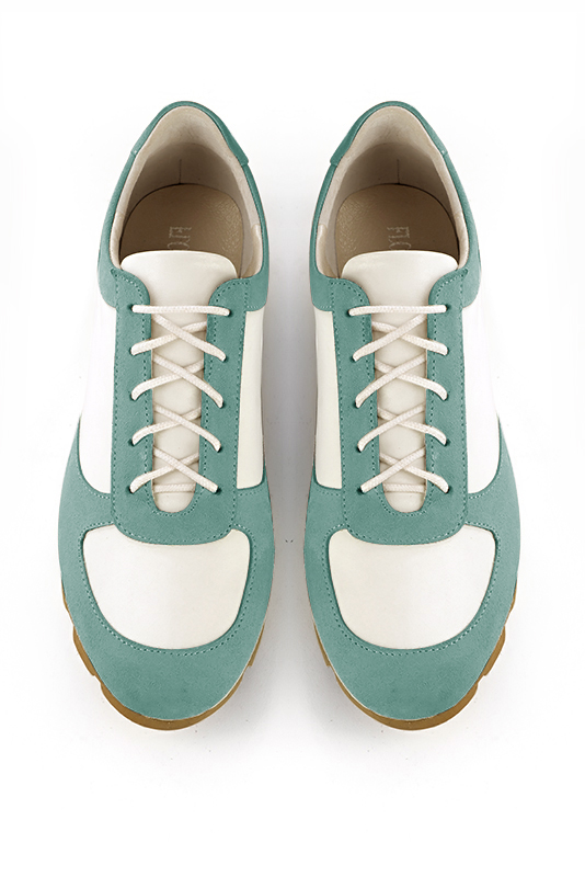 Mint green and off white women's elegant sneakers.. Top view - Florence KOOIJMAN